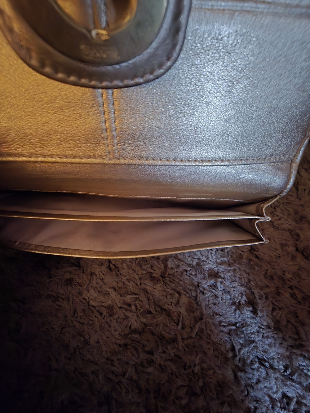 COACH Signature C Canvas Continental Wallet In Metalic Gold And Tan - Picture 8 of 12